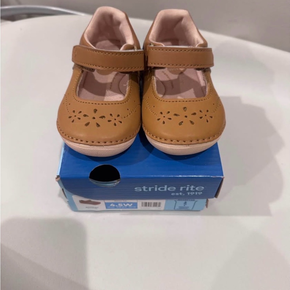 Stride Rite 4.5 toddler Faye Mary Jane Honey Tan NEW